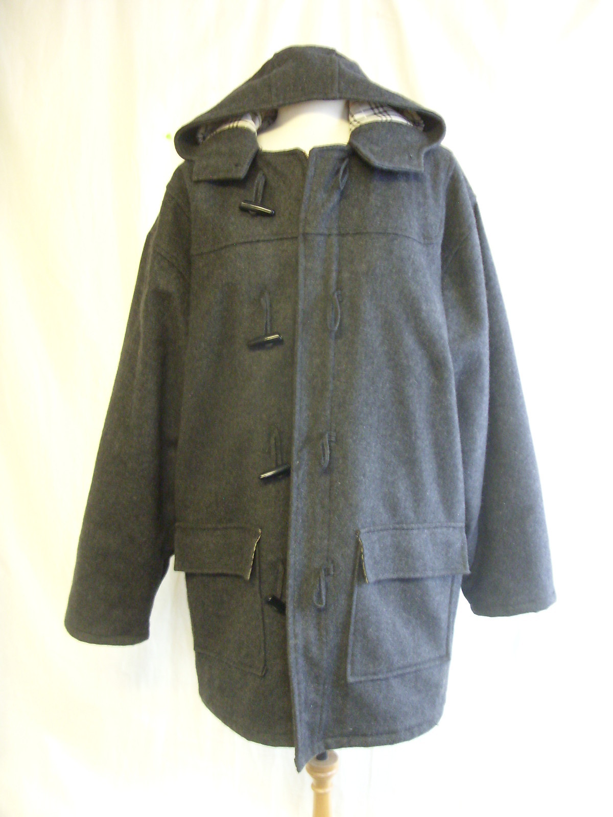 ALTRA Cappotto Uomo Reberto taglia L grigio scuro 60% lana cappuccio fodera a scacchi 2550