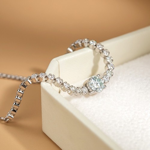 Full Real Moissanite Tennis Bracelet for Women S925 Silver 18K White Gold Plated - Picture 4 of 13