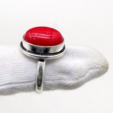 Red Coral Gemstone 925 Sterling Silver Statement Ring-Mother's Day Gift
