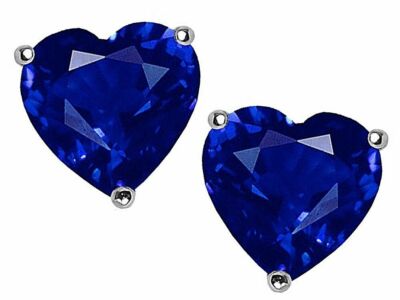 2 ct. Herz echter Saphir Ohrstecker in massivem Sterlingsilber