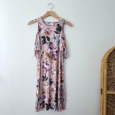 Floral Cold Shoulder Mini Dress Pink S