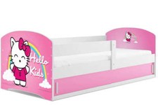 Hello Kids Kitty Bett Rosa Kinderbett 160x80 Juniorbett Luki Kinder  Junior Weiß