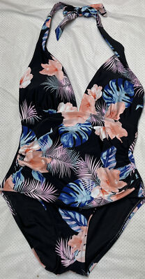 DKNY 4-Way Stretch 1PC Floral Swimsuit Women's Size Large NWT