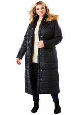 Roaman's Women's Plus Size Maxi-length Quilted Puffer Jacket