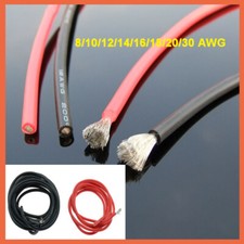 Flexible Soft Silicone Wire Cable 8/10/12/14/16/18/20/30 AWG Black Red RC Cable