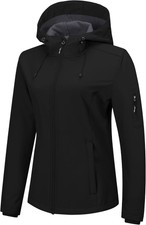 Outdoor Ventures Women's Softshell Jacket With Hood Fleece Lined Warm Lightweigh