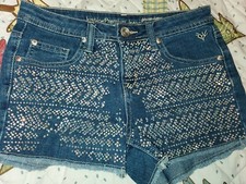 Justice Premium Rhinestone Shorts Sz 14R Gorgeous Button Front