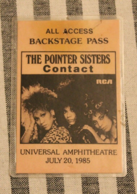 The Pointer Sisters Backstage Pass ~ 1985 ~ Universal Amphitheater (LA)