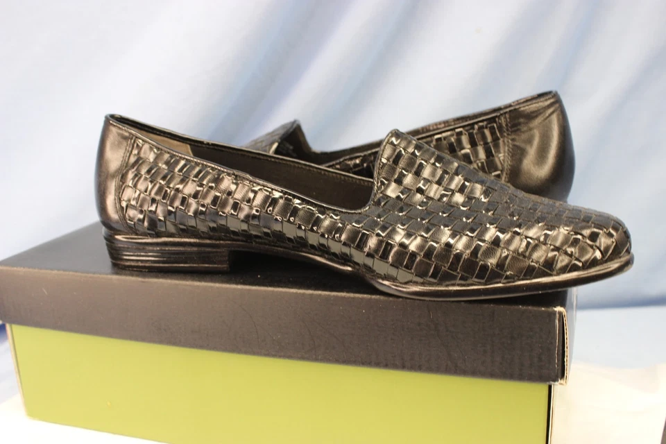 Trotters Liz черный сплетенный мокасины туфли размер 9,5 N в коробке корзина плетение дизайн - Изображение 2 из 4