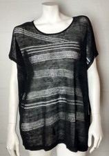 NWT Chico's Travelers Black Open Knit Sleeveless Sweater Size 2 Chico's Sizing 
