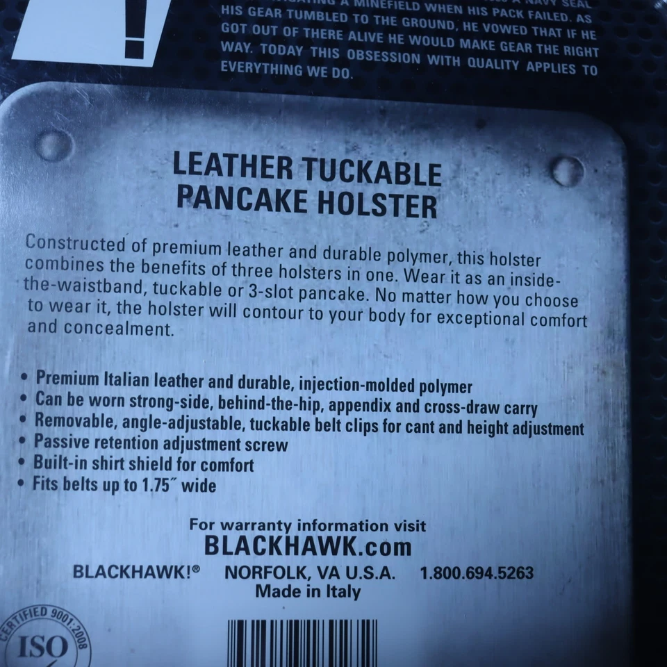 Blackhawk Tuckable Leather Pancake Holster Glock 17 / 22 / 31 - 422000BK-R RH 00 - Image 3 of 4