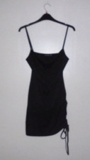 LADIES BLACK DRESS COWL NECK & RUCHED SIDE SIZE 8 - PRETTY LITTLE THING