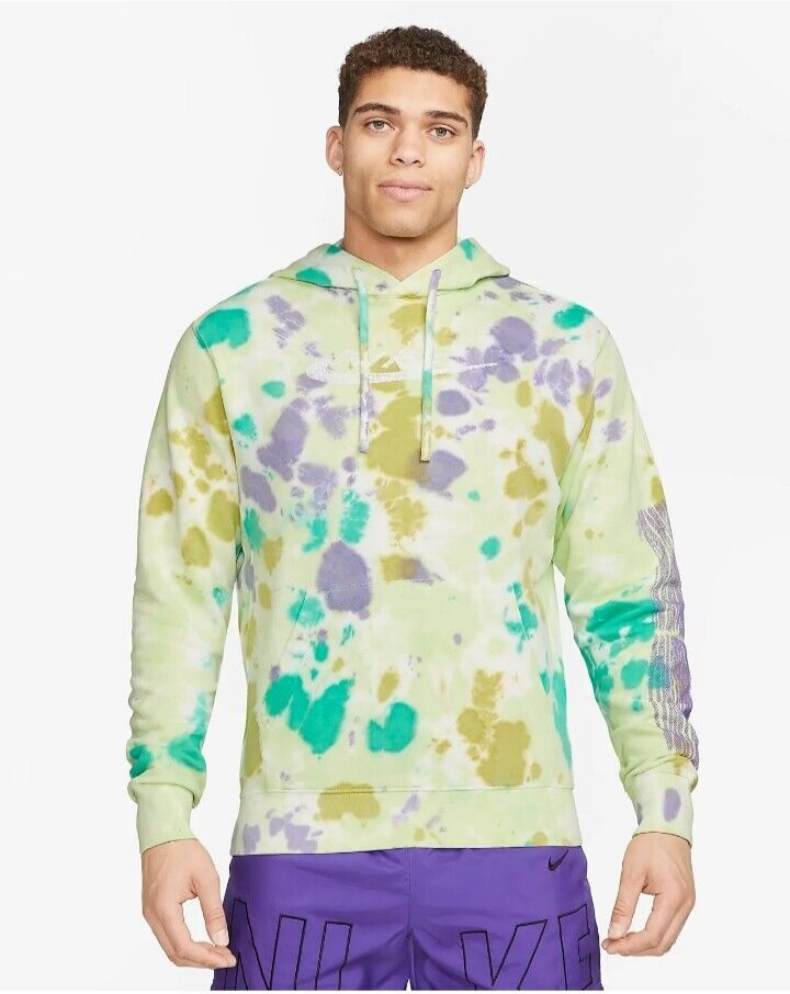 Nike Size LARGE L Sportswear Club Fleece Men's Ice-Dye Pullover