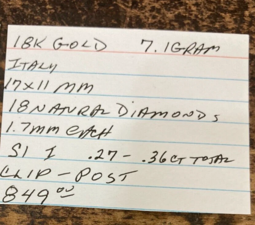 Pendientes de clip de oro macizo de 18k con diamantes naturales hechos en Italia vintage años 70? Foto 2 de 4