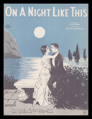 ON A NIGHT LIKE THIS Kahn/Nelson 1924 Romantic Couple Vintage Sheet Music