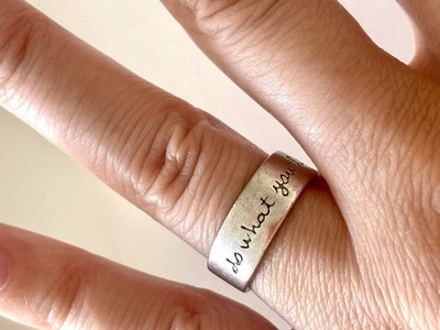 Far Fetched Sterling Silver Engraved Ring Do What You Love Simple Band Cursive 6