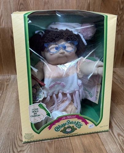 Official Cabbage Patch Hold My Crayon Girl Doll Brown Hair Blue Eyes Glasses