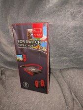 Nintendo Switch Type-C Hub NEW SEALED Portable Dock Adapter Black Red 3 Ports