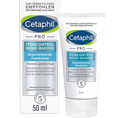 CETAPHIL PRO Itchcontrol Repair Sensitive Regenerierende Handcreme, 50Ml, Für Ju