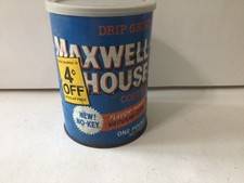 Maxwell House 1 Lb. Coffee Can Tin Clear Plastic Lid 4 Cents Off