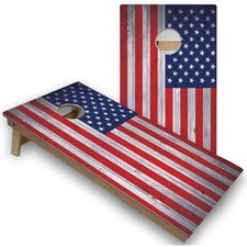 American Flag Cornhole Boards Premium Weatherproof Outdoor Game Set