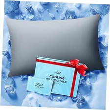 Ice Cooling Pillowcase for Hot Sleepers, Instantly Cool, Stay Queen Light Gray