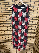 Calvin Klein red and black lace dress size 4