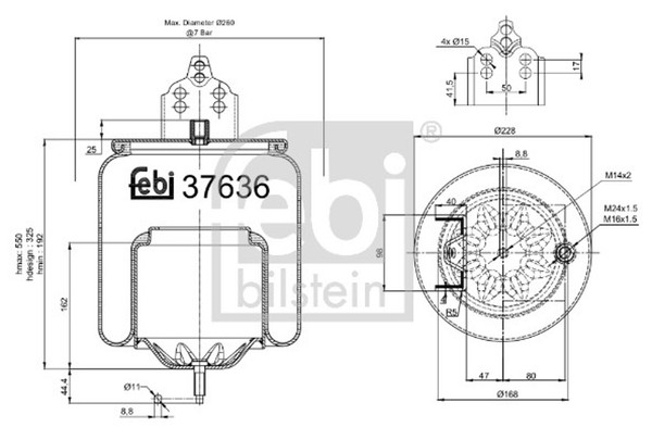 Febi Bilstein Federbalg Luftfederung 37636 FüR FMX FH FM Volvo FH16 2 FH12 FM12-image