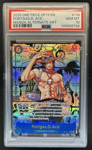 2025 One Piece Portgas D. Ace Secret Rare Alt Art #OP13-119 PSA 10 GEM MINT