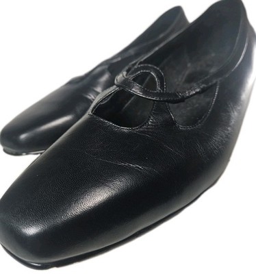   Ros Hommerson Black Leather Shoes Womens 10 Work-to-Night Y2K Retro Boho[3A]