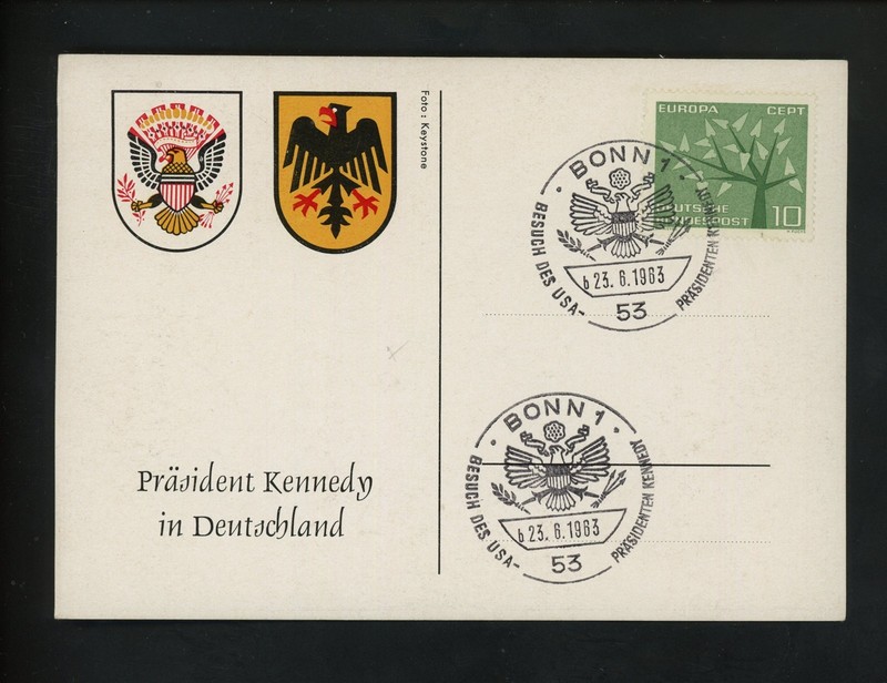 Postal History Germany #852 Post Card JFK John F Kennedy Visit 1963 Bonn
