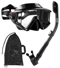 Aegend Snorkeling Gear for Adults Youth Kids, Dry Snorkel Set Adult, Black