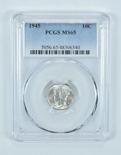 1945 Mercury Dime MS65 PCGS Blue Label