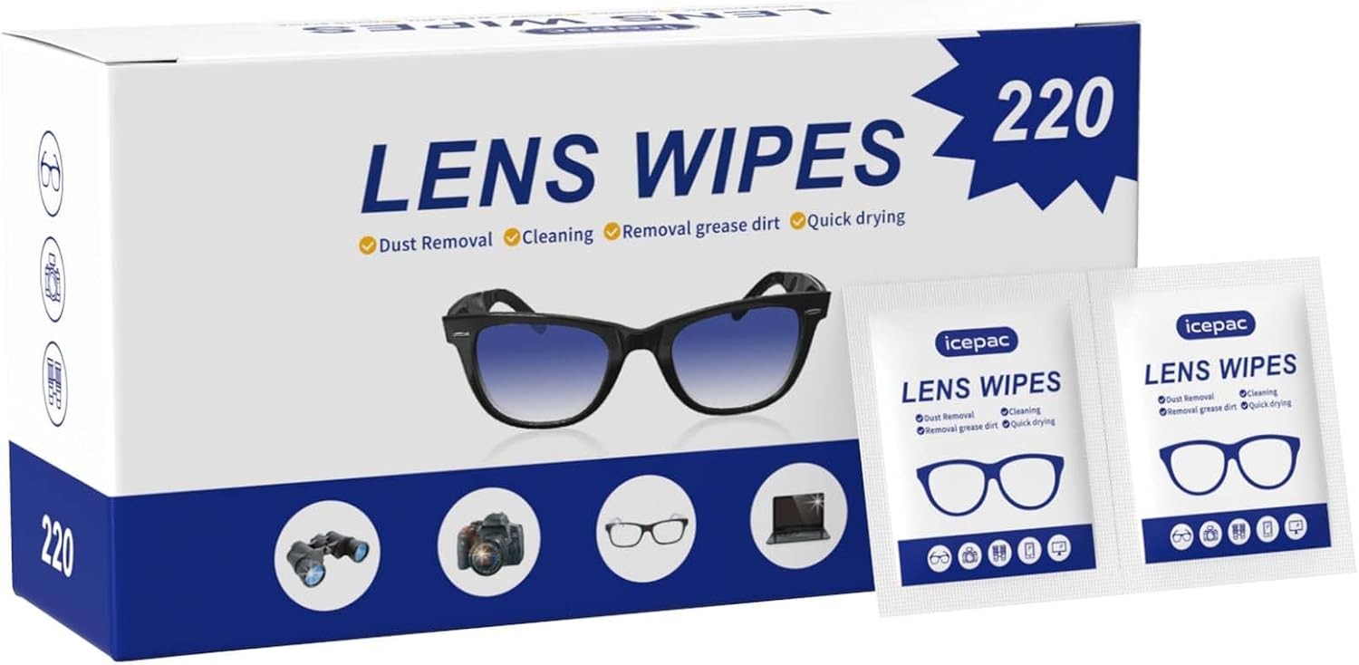 220 Lens Cleaning Wipes for Eyeglasses - Pre-moistened, Individually Wrapped... 