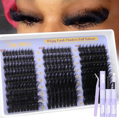 Fluffy Lash Clusters Kit 150D+200D+300D Thick Volume Cluster Eyelash Extensio...