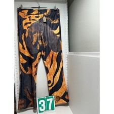 Tiger Print Straight Leg Pants Orange Black Animal Graphic Trousers Size L NEW