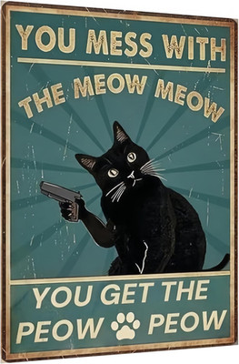 Retro Cat Decor Sign   Humorous Tin Metal Wall Art for Pet Owners, Perfect for B