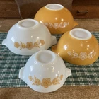 Vintage PYREX Complete Set of 4 Butterfly Gold Cinderella Nesting Mixing Bowls