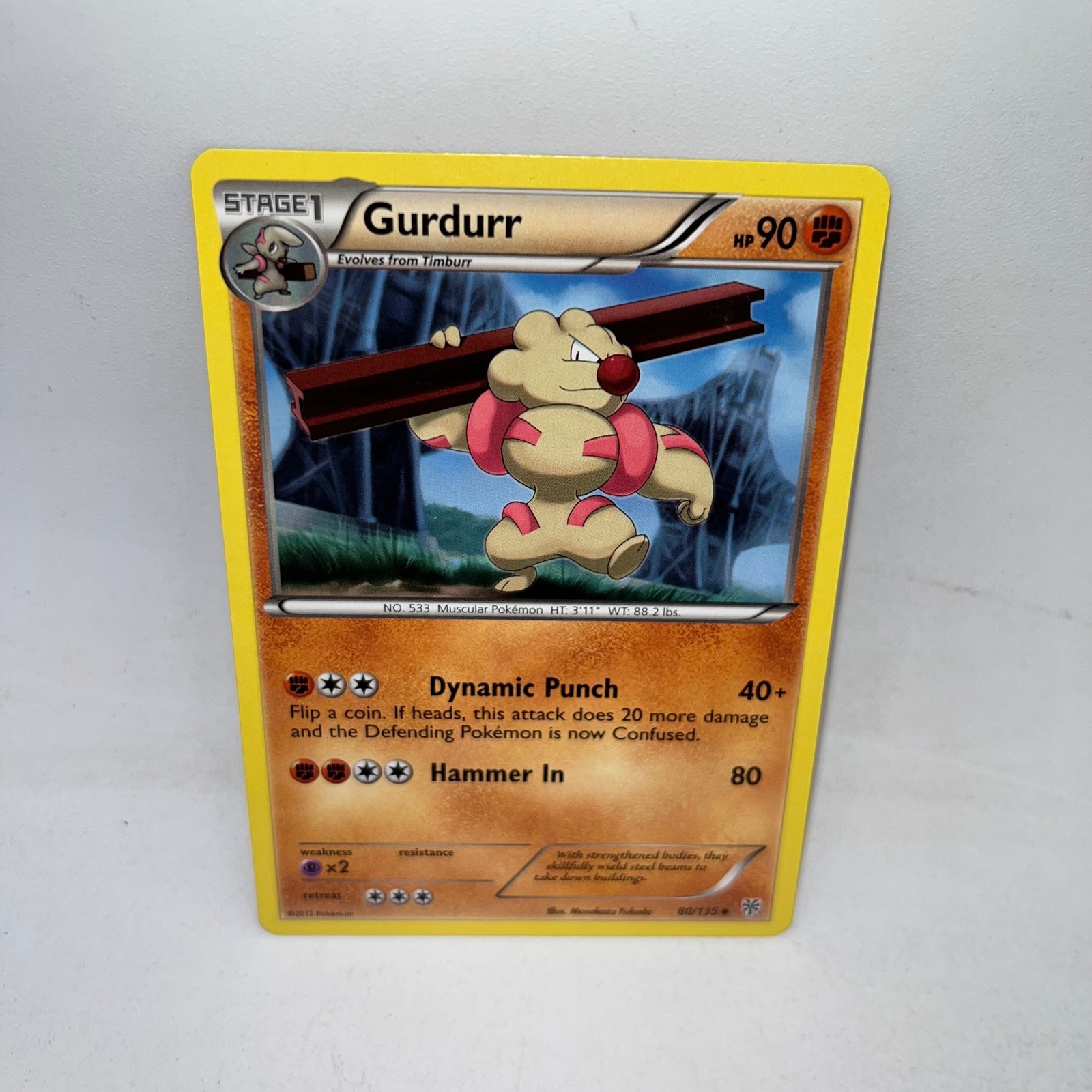 Gurdurr 80/135 Uncommon Plasma Storm Pokemon Lightly Played