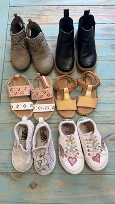 Toddler Girl 7c Shoes Lot 6 pairs sandals, vans, boots