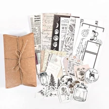 Knaid Vintage Scrapbook Supplies Pack, Decorative Moon Phase Plant Nature Ret...