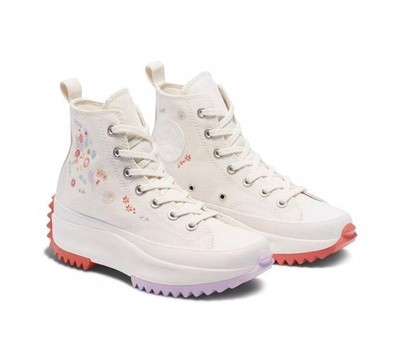 Converse Run Star Hike Hi Platform Embroidered Floral Shoes