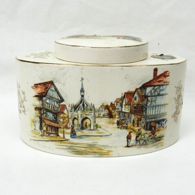 Sandland Ware vintage Tea Canister half pound Twinnings English street scene
