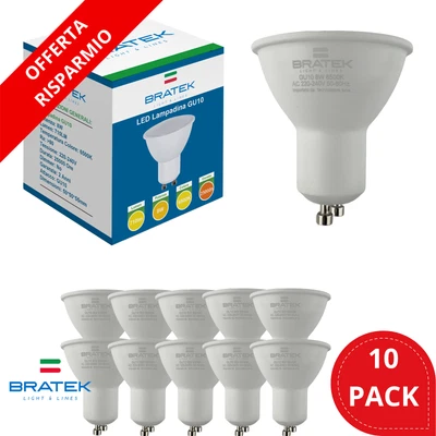 BRATEK 10PZ Lampadine GU10 LED 8W Chip Samsung Lampadina 3000 4000K 6500K Faretto 710LM