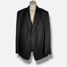 Giorgio Armani Men's Black Silk Tonal Diamond Tuxedo Suit Jacket Size 56