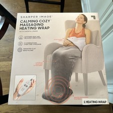 Sharper Image Calming Cozy Massaging Heating Wrap Grey with Sherpa Lining New