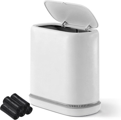 Bathroom Trash Can with Lid, Slim Garbage Bin with Inner Bucket, Dog Proof Press