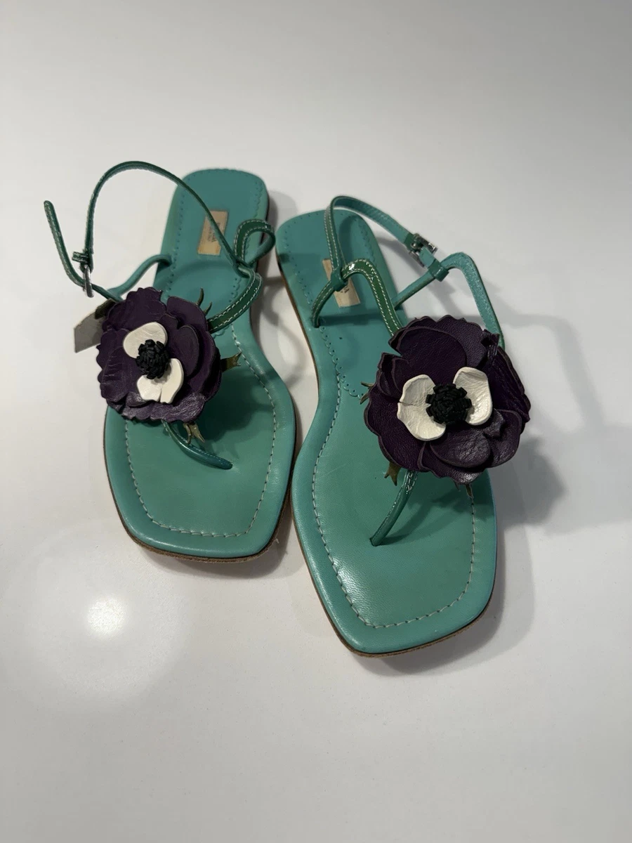 靴 Prada Flower Motif Sandals Green 37 Rare PRADA Women's Floral Sandals and Flip Flops for sale | eBay