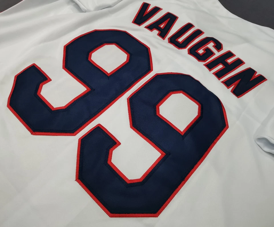 VINTAGE Ricky Vaughn #99 Indians Throwback White Sewn Stitched Jersey. - Image 3 of 4