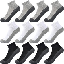 Kids Ankle Socks Boys Cushioned Athletic Crew Socks Girls Cotton Quarter Sock...
